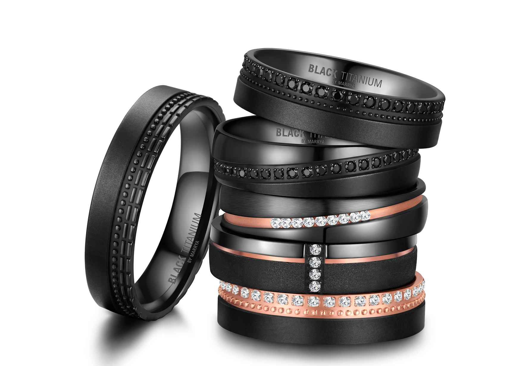 Černé titanové prsteny-BLACK TITANIUM