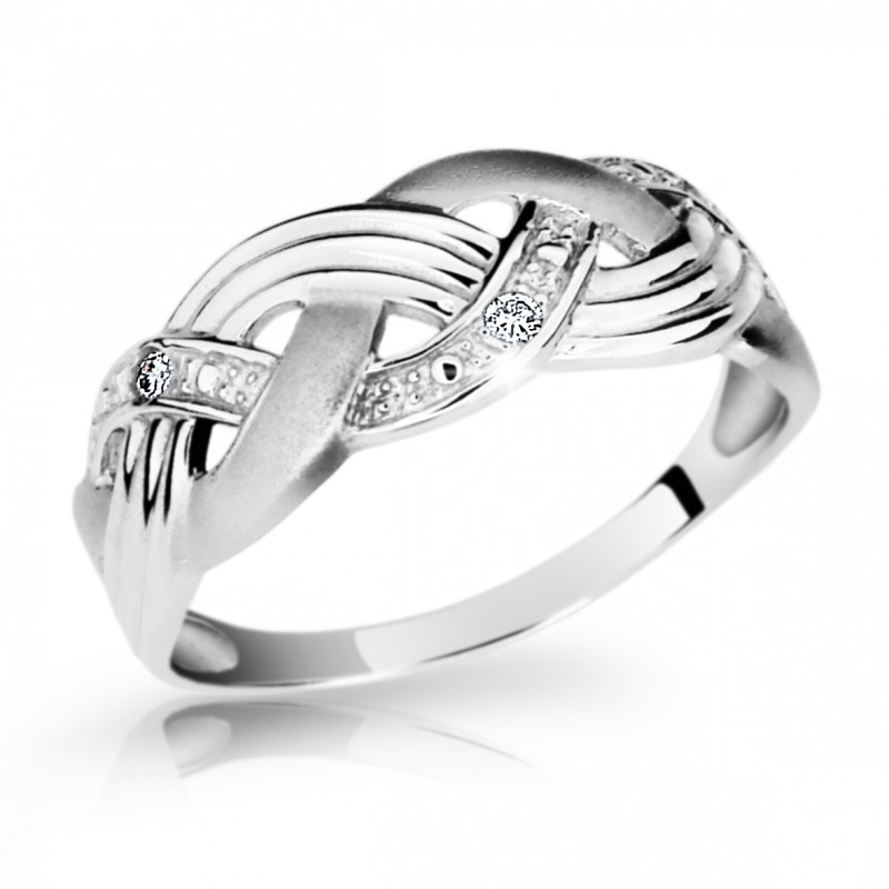 Zlatý zásnubní prsten DF 2062 se zirkony