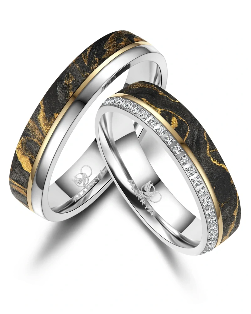 Karbonové snubní prsteny speciální edice Slunce v duši