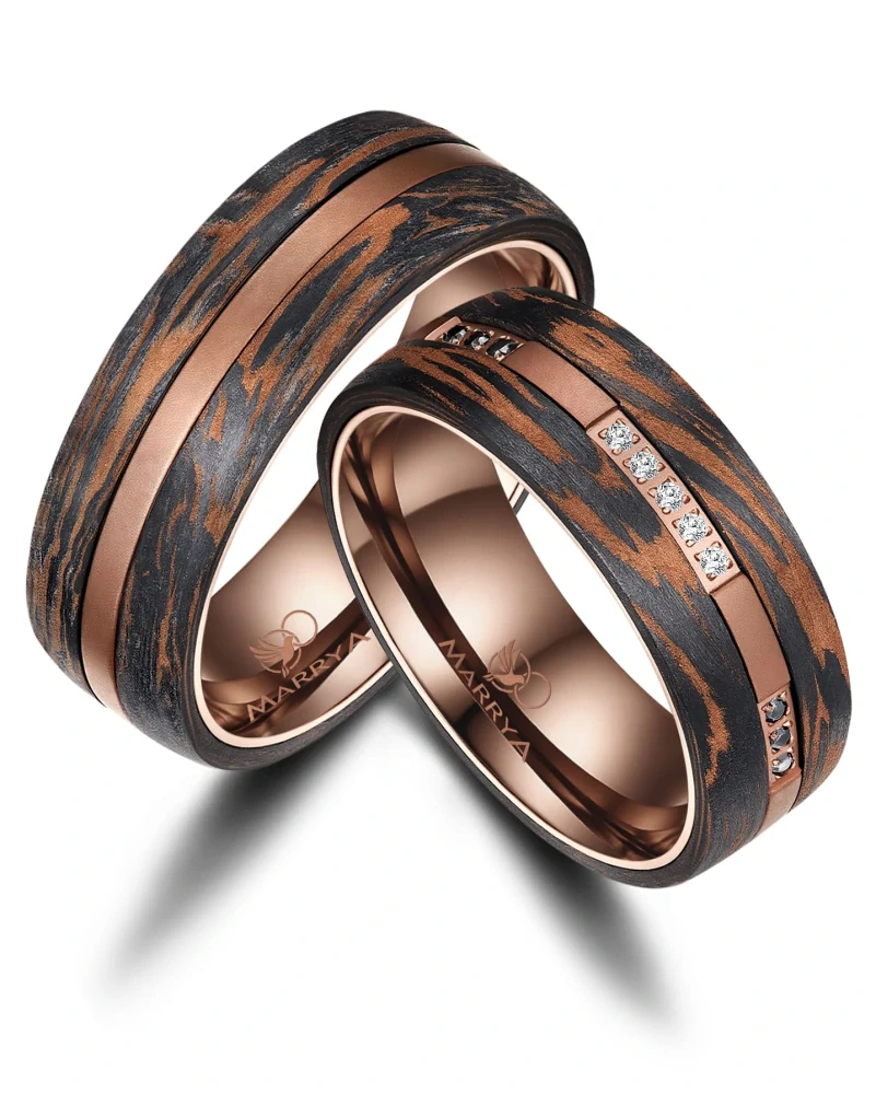 Snubní prsteny karbon Bronze Elegance – Nadčasový design s osobitým charakterem