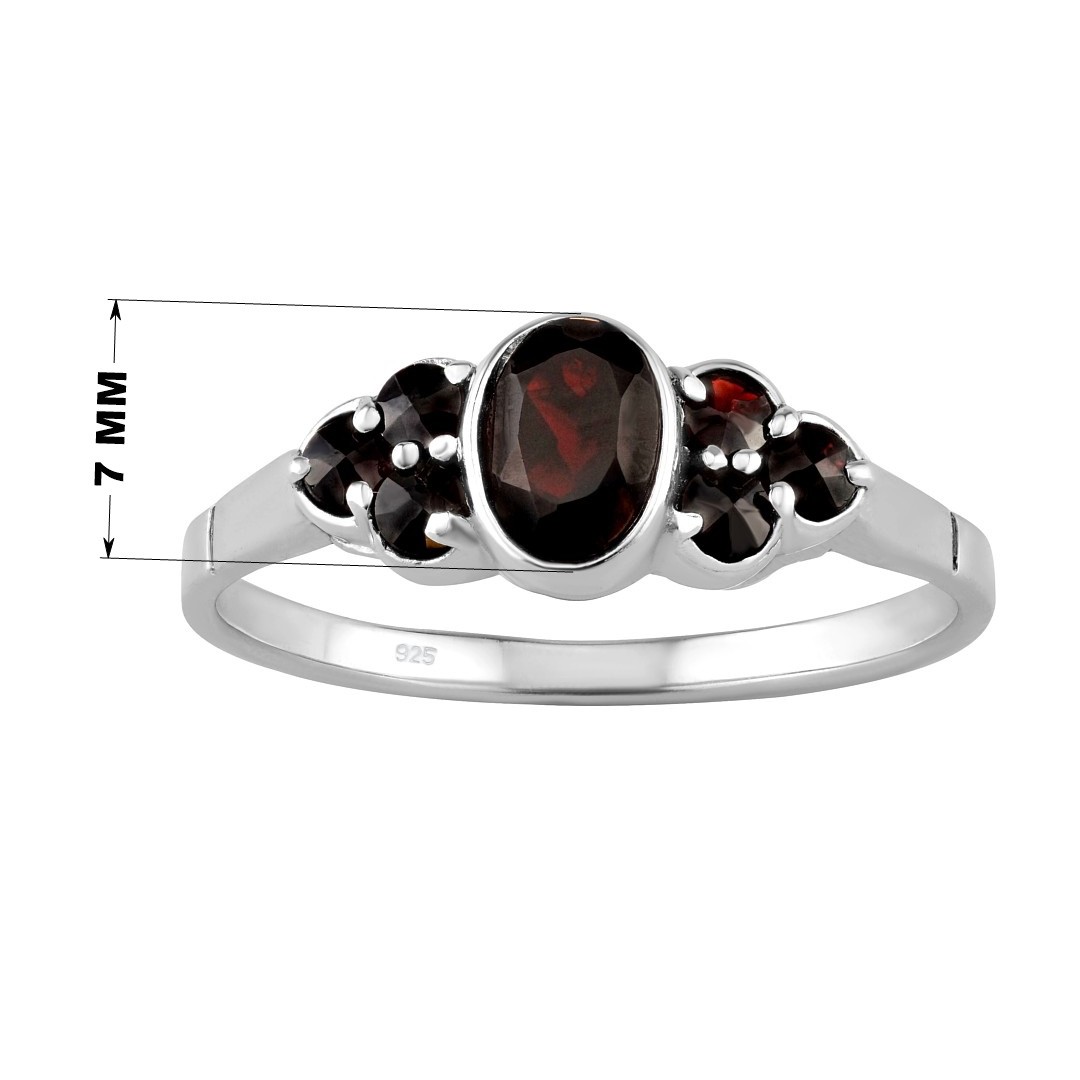 Stříbrný prsten s pravým přírodním Granátem