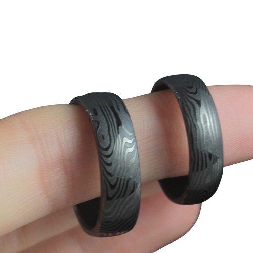 Snubní prsteny kovaná damasteel Černá