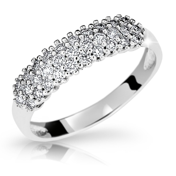 Zlatý zásnubní prsten DF 1973 se zirkony