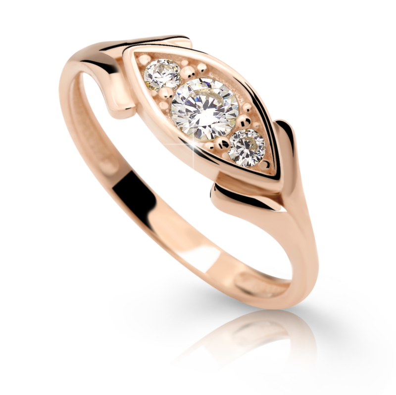 Zlatý zásnubní prsten DF 2329 se zirkony