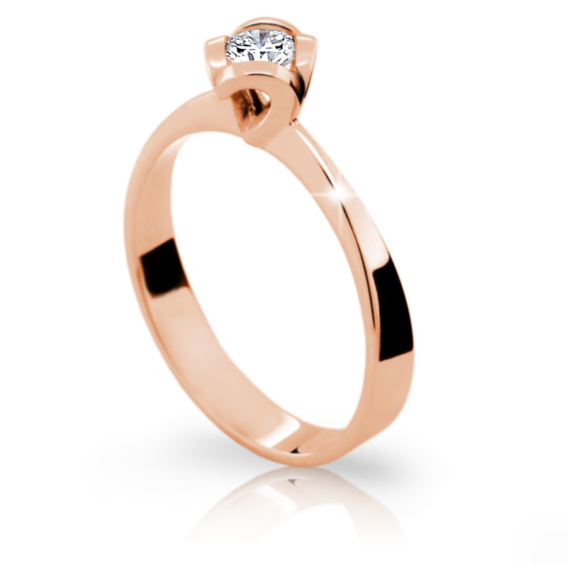 Zlatý zásnubní prsten DF 1857 se zirkony