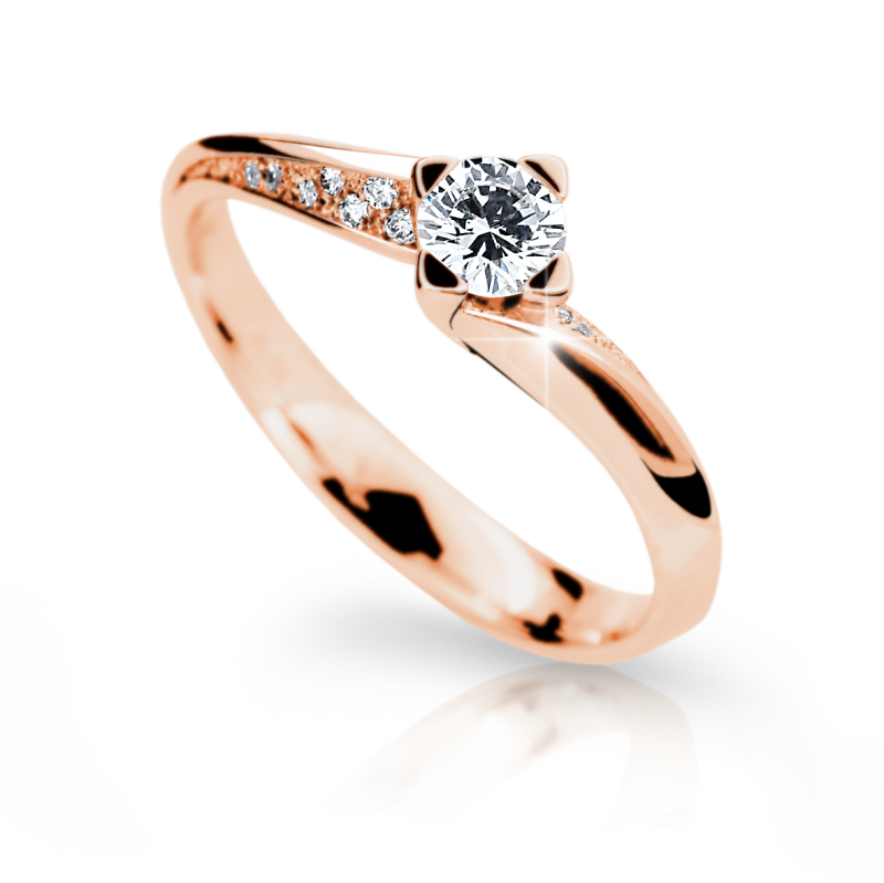 Zlatý zásnubní prsten DF 2101 se zirkony