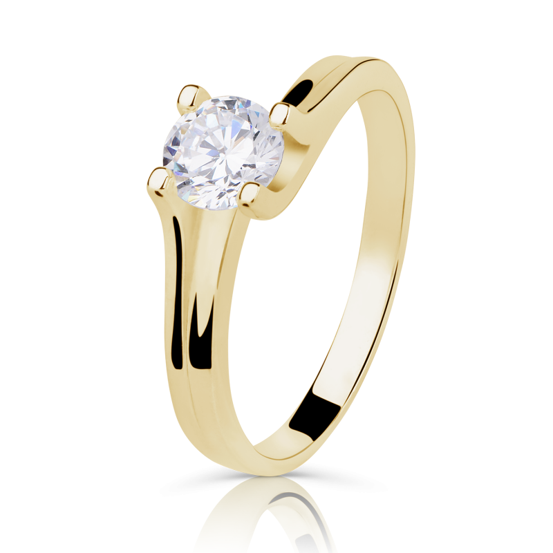 Zlatý zásnubní prsten DF 2530 se zirkony