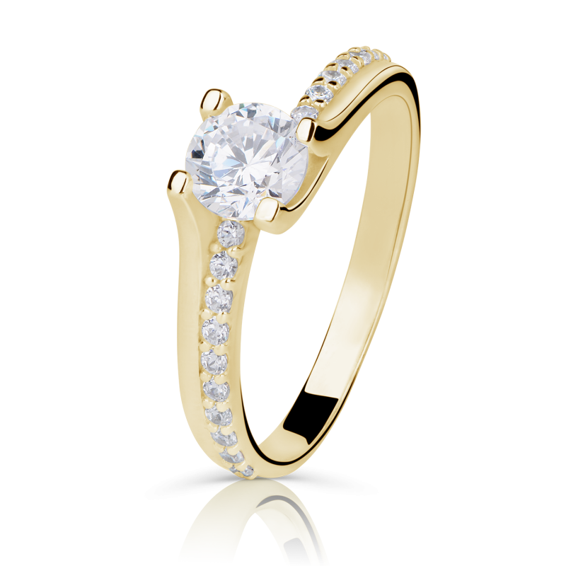 Zlatý zásnubní prsten DF 2531 se zirkony