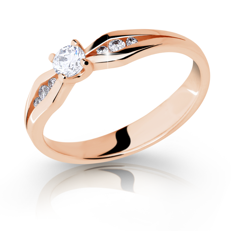 Zlatý zásnubní prsten DF 2122 se zirkony