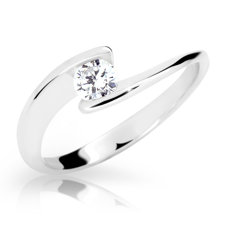 Tradiční zlatý zásnubní prsten DF 2037 se zirkony