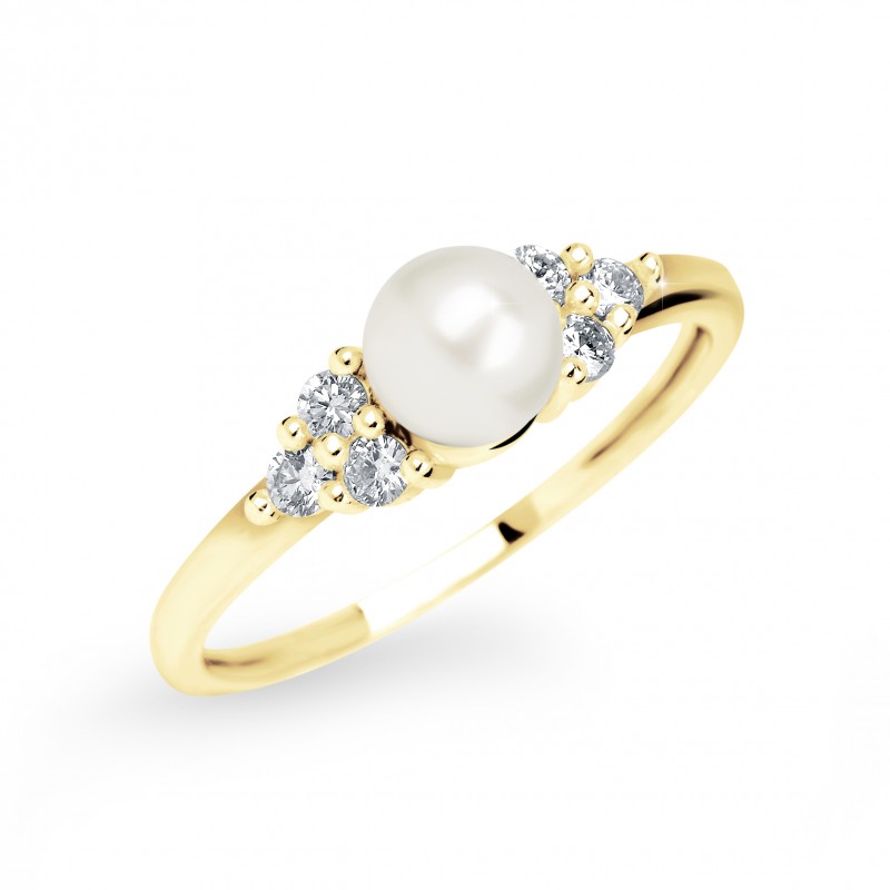 Zlatý zásnubní prsten DF 2549 se zirkony