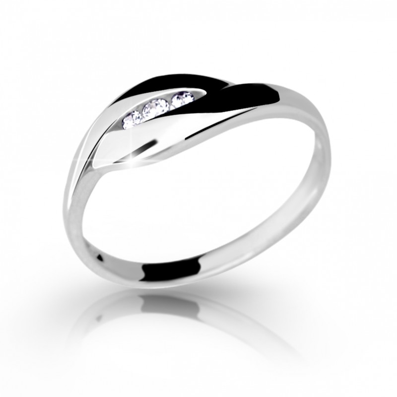 Zlatý zásnubní prsten DF 1618 se zirkony