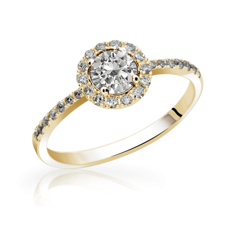 Zlatý zásnubní prsten DF 3098 se zirkony