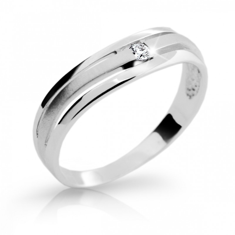 Zlatý zásnubní prsten DF 1748 se zirkony