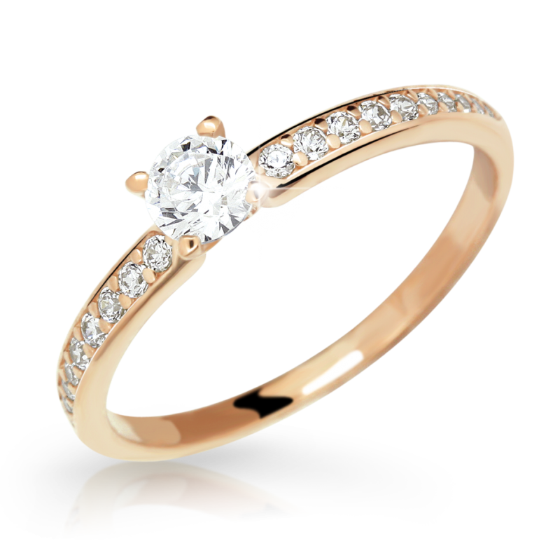 Zlatý zásnubní prsten DF 2523 se zirkony