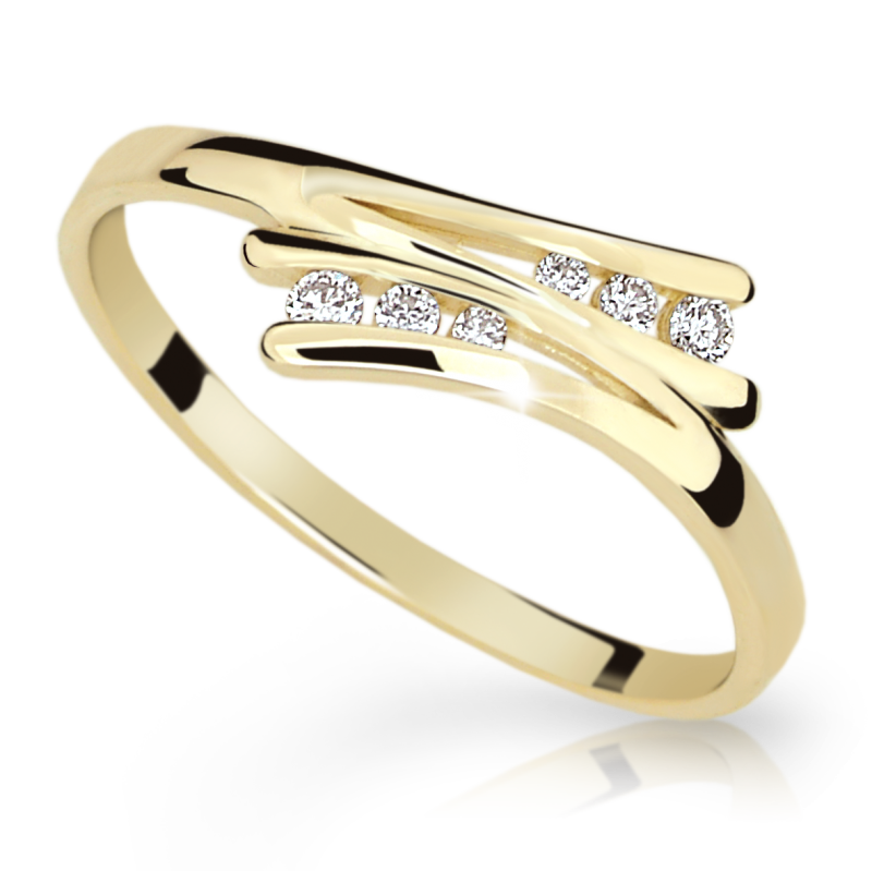 Klasický zlatý zásnubní prsten DF 1950 se zirkony