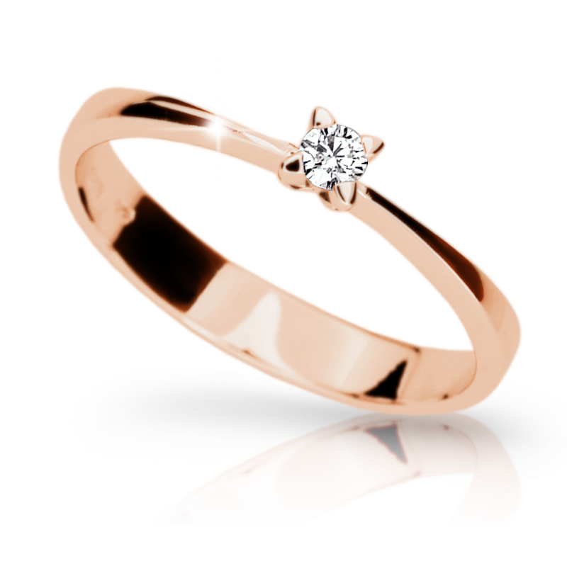 Klasický zlatý zásnubní prsten DF 1958  se zirkony