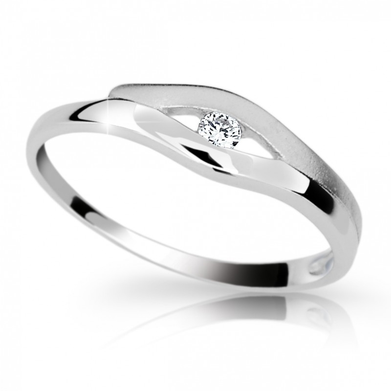 Zlatý zásnubní prsten DF 1745  se zirkony