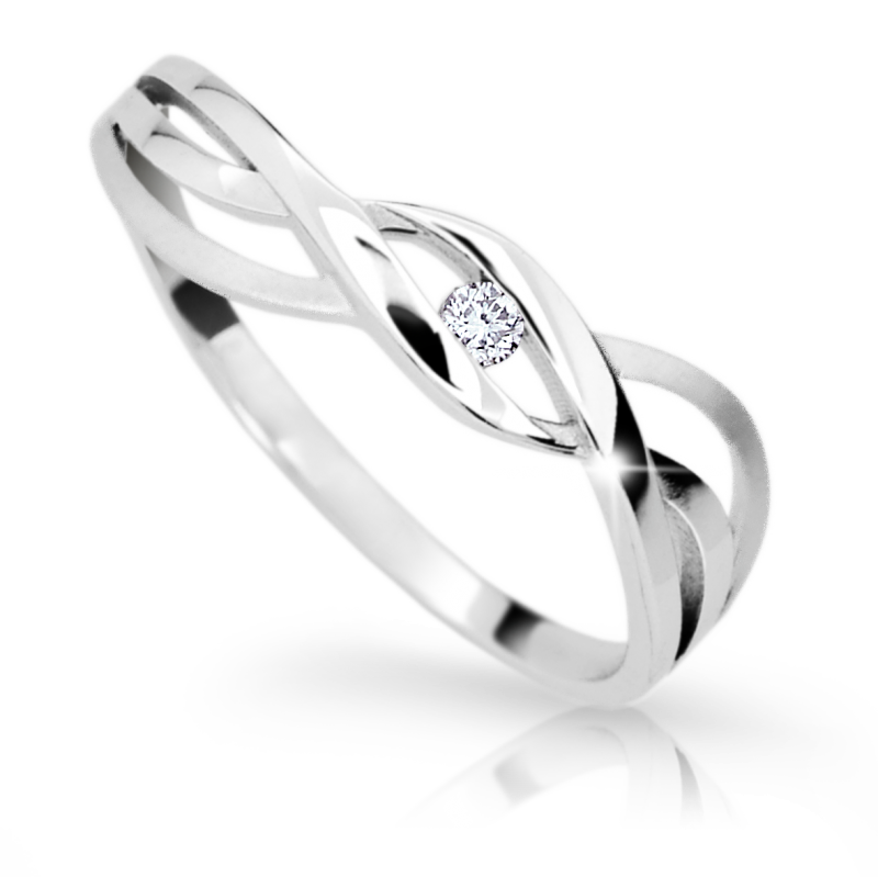 Zlatý zásnubní prsten DF 1843 se zirkony