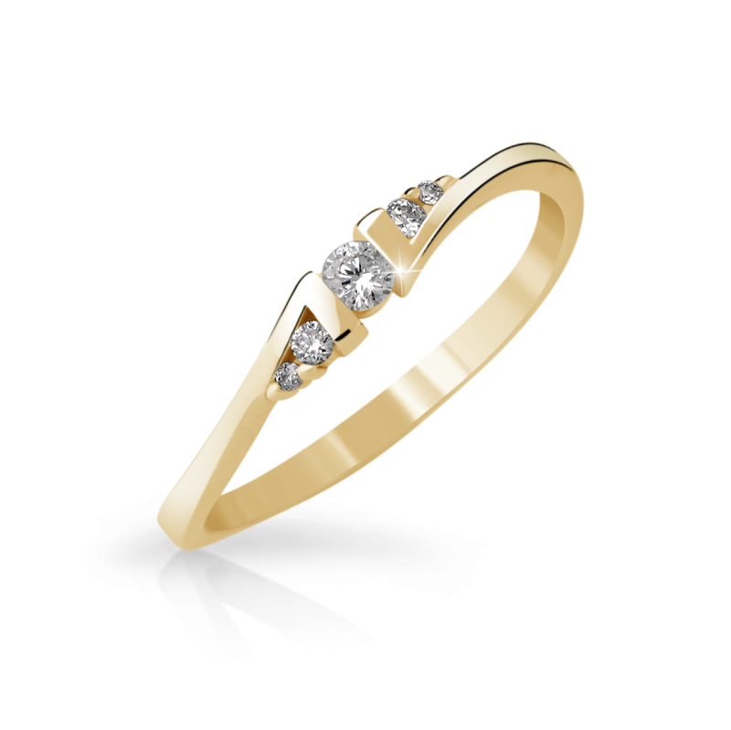 Zlatý zásnubní prsten DF 3054 se zirkony