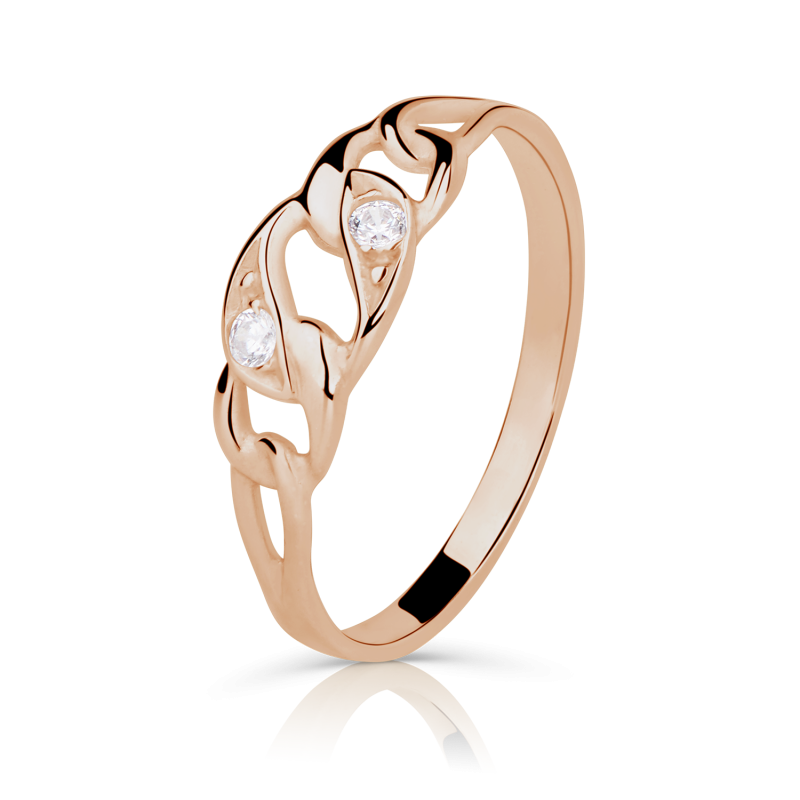 Zlatý zásnubní prsten DF 1242 se zirkony