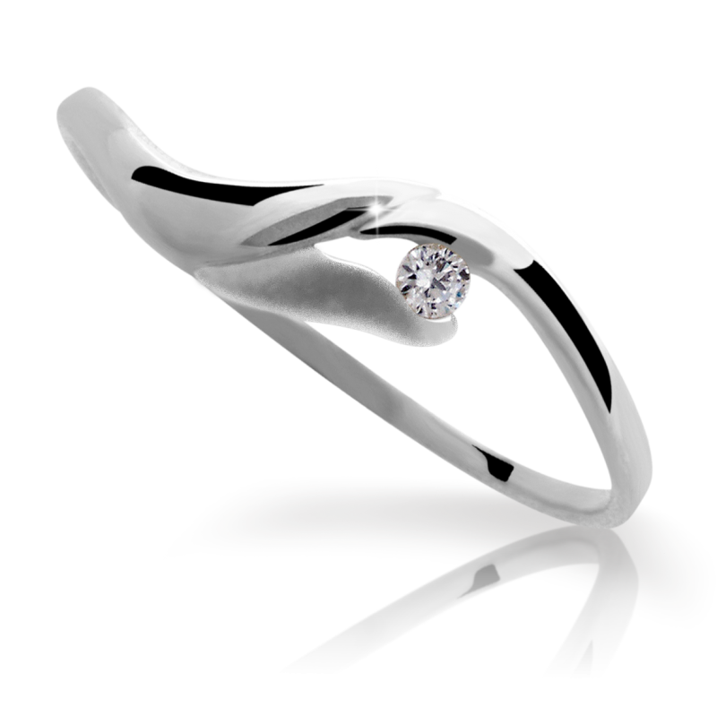 Zlatý zásnubní prsten DF 1749 se zirkony