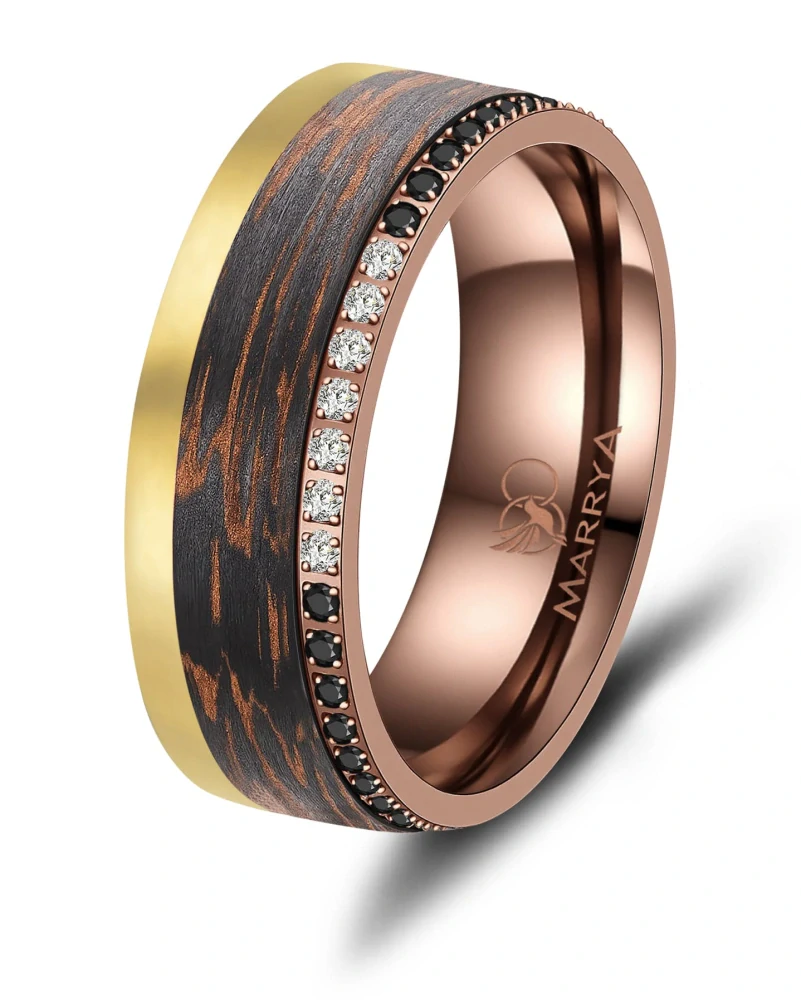 Snubní prsteny karbon Bronze Gold Edition – Harmonie kontrastů a luxusu