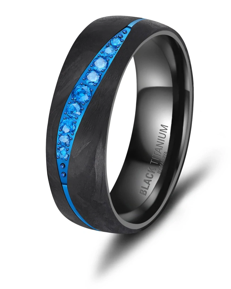 Luxusní snubní prsteny Black Titanium – Modrý oceán