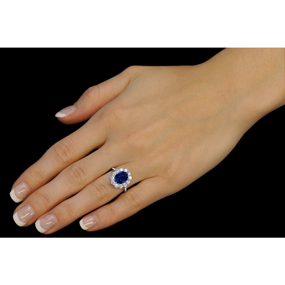 Stříbrný prsten princezny Kate se syntetickým Safírem