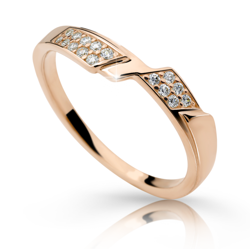 Zlatý zásnubní prsten DF 2372 se zirkony