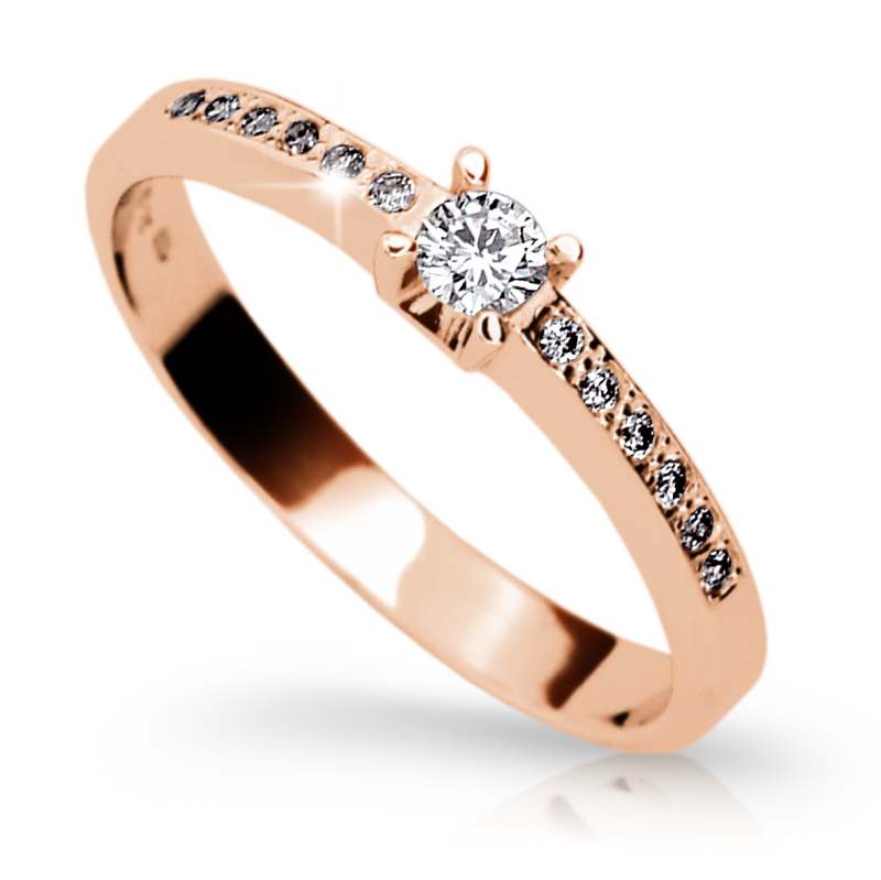 Zlatý zásnubní prsten DF 1917 se zirkony