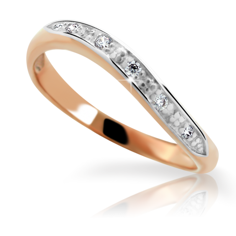 Zlatý zásnubní prsten DF 1621 se zirkony