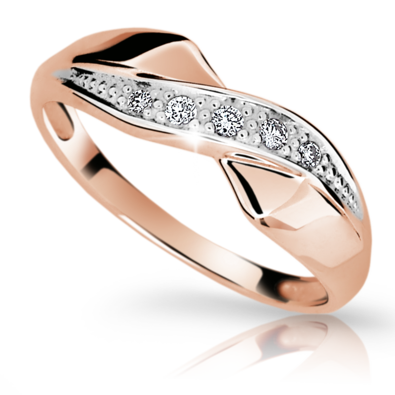 Zlatý zásnubní prsten DF 1915 se zirkony