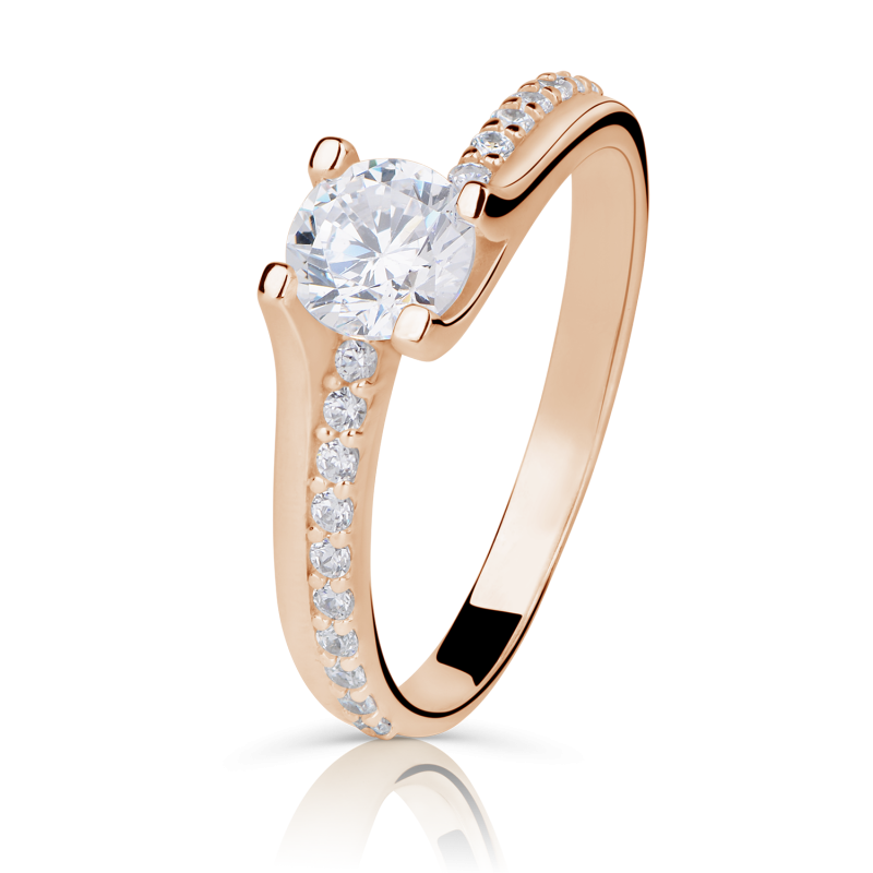 Zlatý zásnubní prsten DF 2531 se zirkony