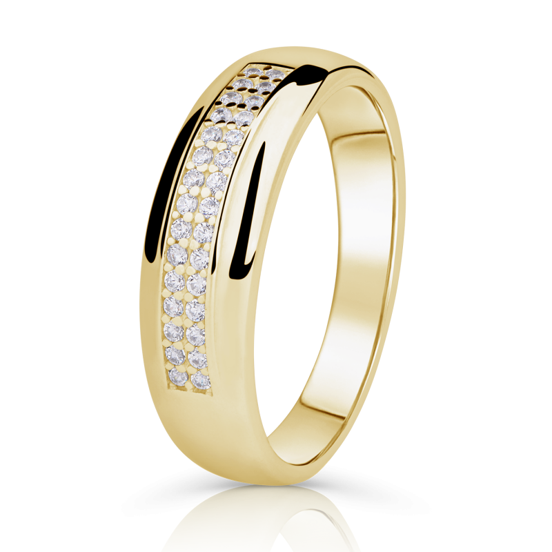 Zlatý zásnubní prsten DF 2542 se zirkony