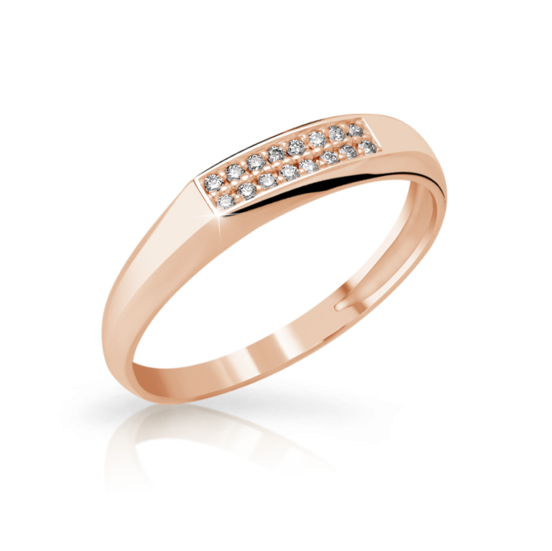 Zlatý zásnubní prsten DF 2838 se zirkony