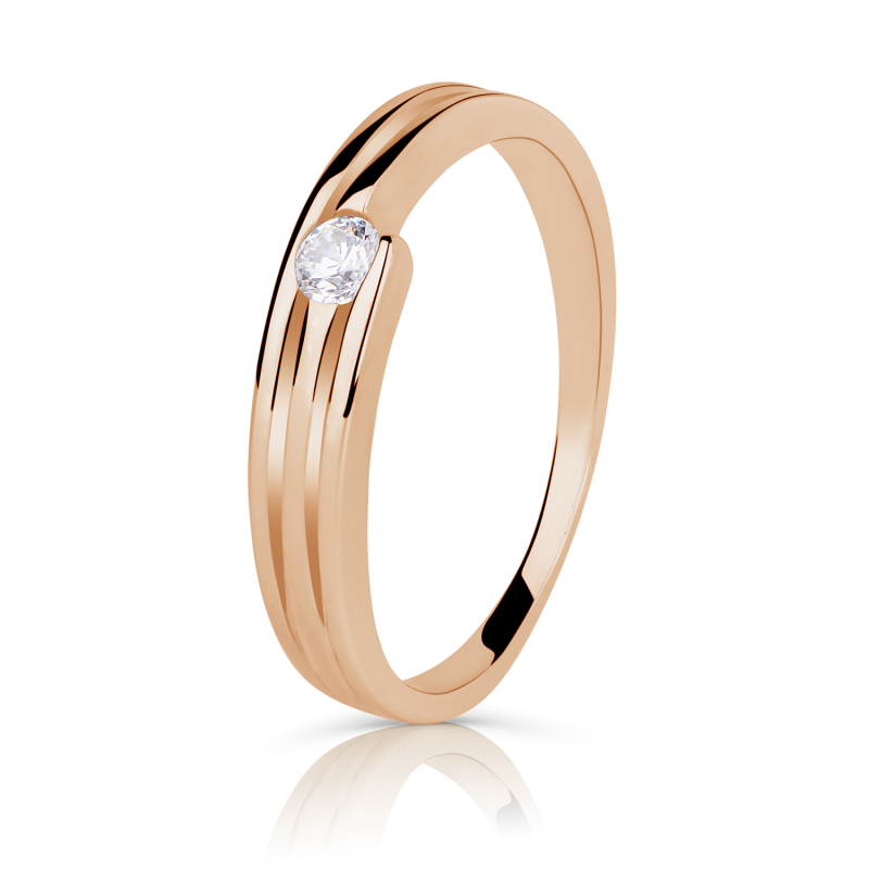 Zlatý zásnubní prsten DF 1717 se zirkony