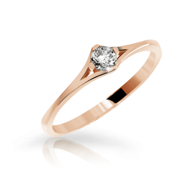 Zlatý zásnubní prsten DF 2957 se zirkony