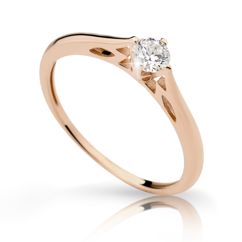 Zlatý zásnubní prsten DF 2411 se zirkony