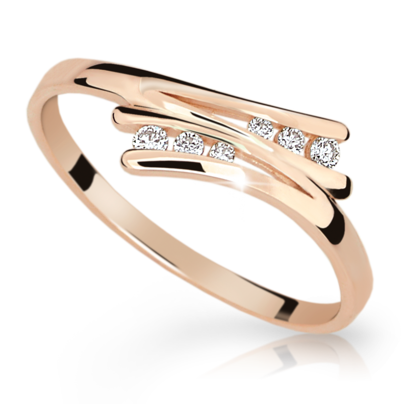 Klasický zlatý zásnubní prsten DF 1950 se zirkony