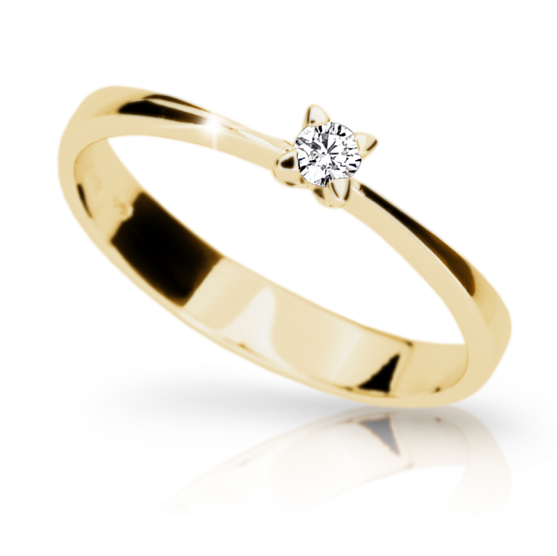 Klasický zlatý zásnubní prsten DF 1958  se zirkony