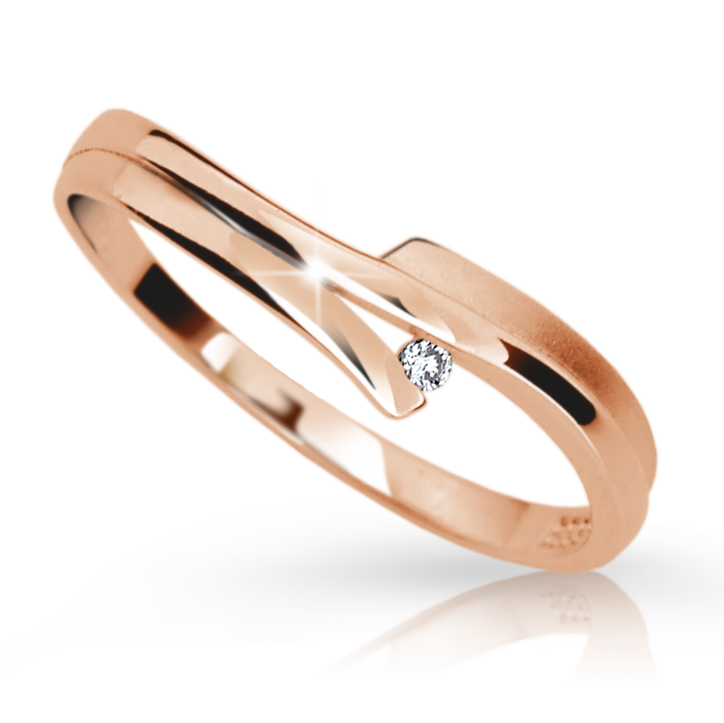 Zlatý zásnubní prsten DF 2000 se zirkony