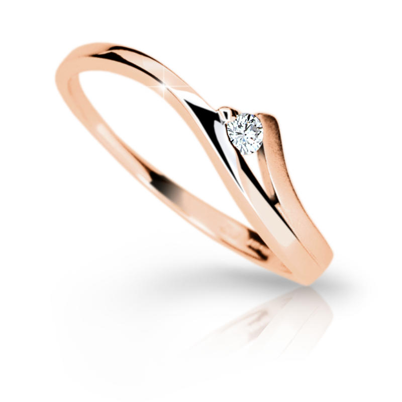 Zlatý zásnubní prsten DF 1718 se zirkony