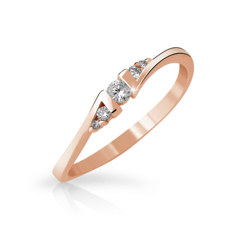 Zlatý zásnubní prsten DF 3054 se zirkony