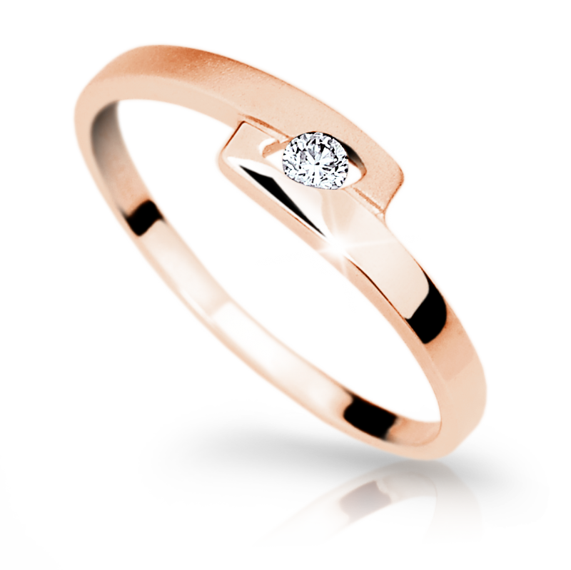 Zlatý zásnubní prsten DF 1284 se zirkony