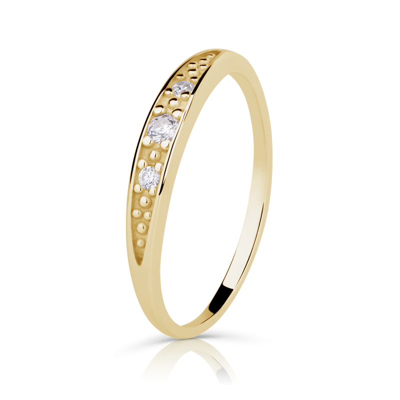 Zlatý zásnubní prsten DF 2038 se zirkony