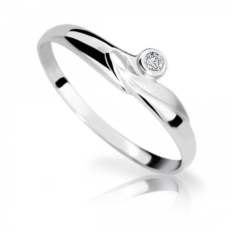 Zlatý zásnubní prsten DF 1231 se zirkony