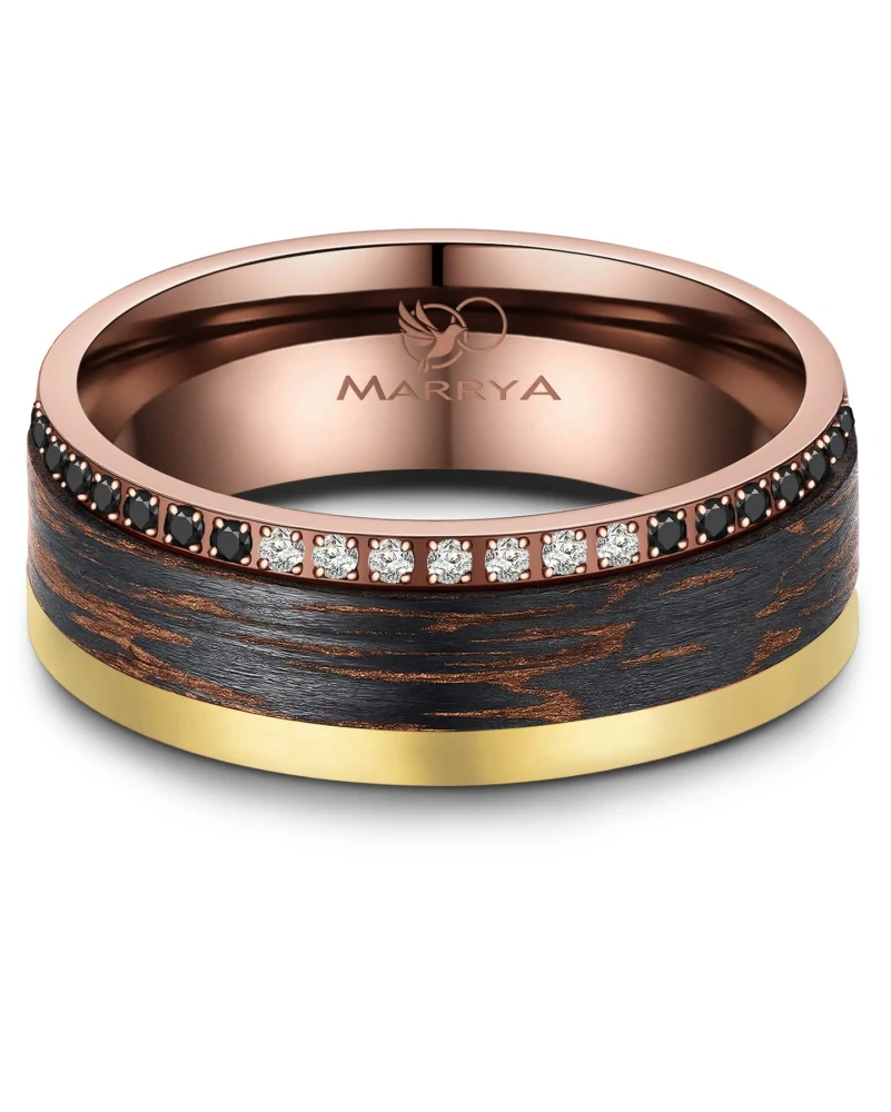 Snubní prsteny karbon Bronze Gold Edition – Harmonie kontrastů a luxusu