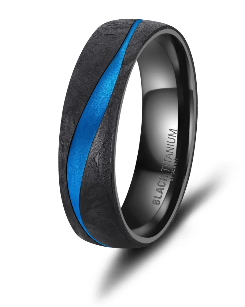 Luxusní snubní prsteny Black Titanium – Modrý oceán