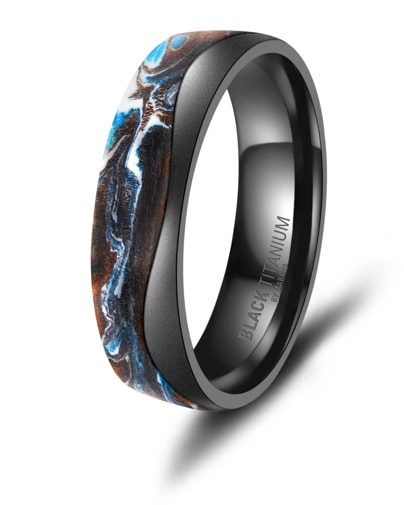 Luxusní snubní prsteny Black Titanium – Modrý oceán